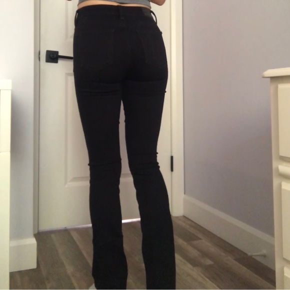 American Eagle skinny kick flare bootcut high waisted black jeans with seam - Picture 4 of 7